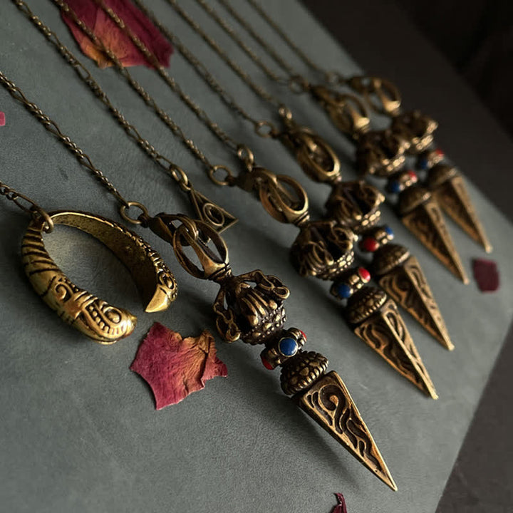 Buddha Stones Pentagram Eye of God Feather Hamsa Copper Healing Necklace Pendant Pendulum - image 4