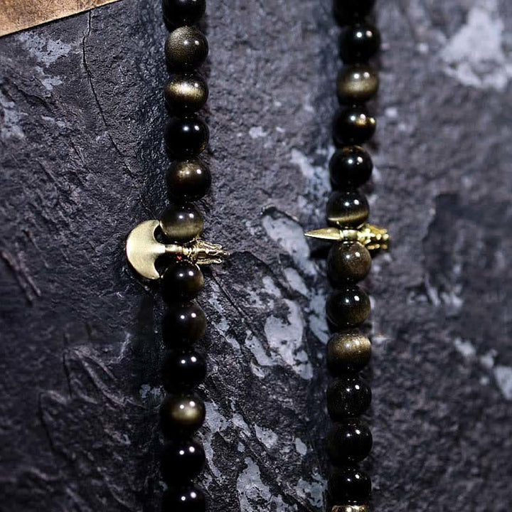 Buddha Stones 108 Mala Beads Gold Sheen Obsidian Tiger Eye Eagle's Eye Stone Wealth Bracelet - image 17