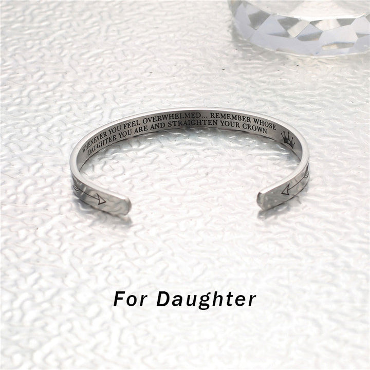 Buddha Stones Inspirational Bracelets Personalized Gift for Her Him Engraved Mantra Cuff Bangle Crown Jewelry - For daughter - image 2