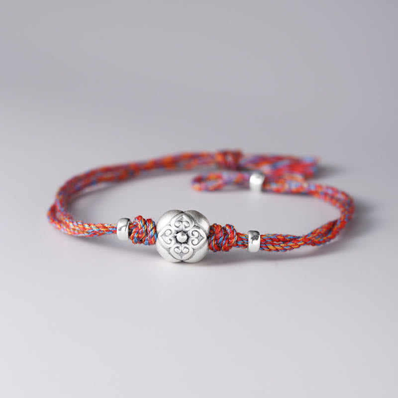 Buddha Stones 999 Sterling Silver Persimmon Luck Multicolored Braided Bracelet - image 18