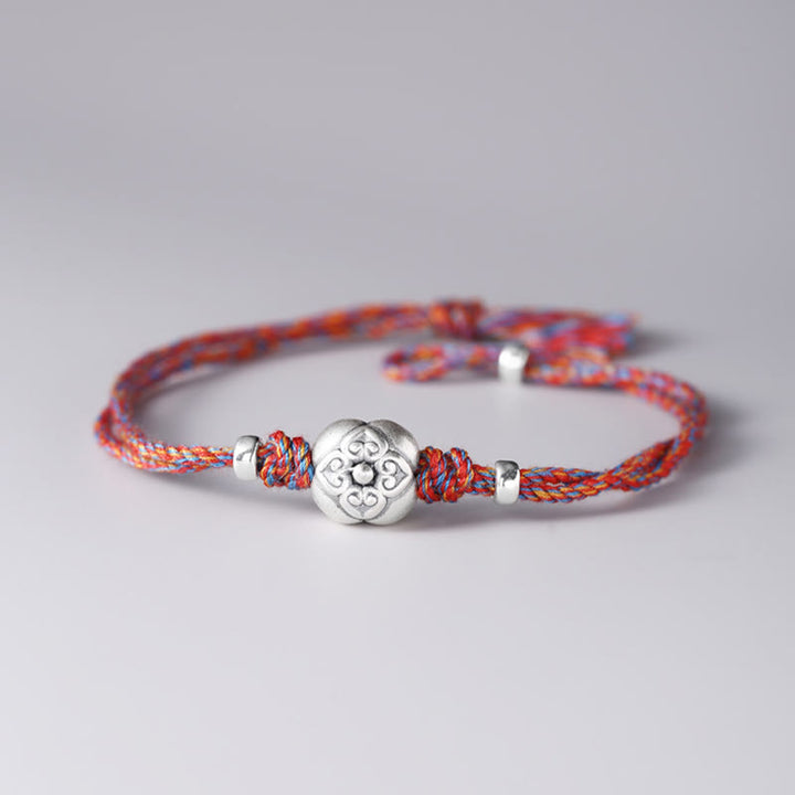 Buddha Stones 999 Sterling Silver Persimmon Luck Multicolored Braided Bracelet - image 18