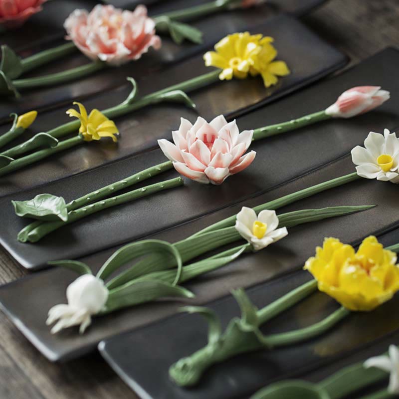 Buddha Stones Lotus Peony Rose Flower Ceramic Spiritual Incense Burner - image 2