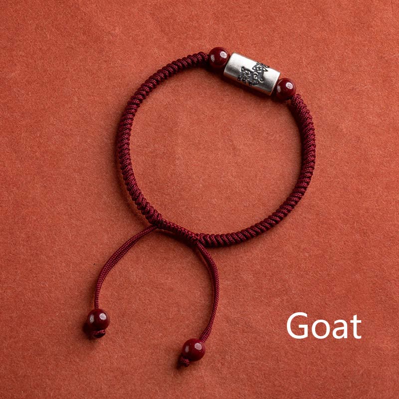 Buddha Stones 925 Sterling Silver 12 Chinese Zodiac Cinnabar String Bracelet - Goat(Wrist Circumference 14-18cm) - image 20