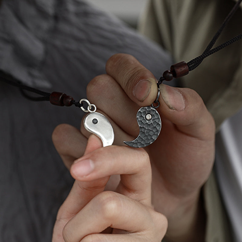 Buddha Stones 990 Sterling Silver Yin Yang Balance Harmony Necklace Pendant - image 3