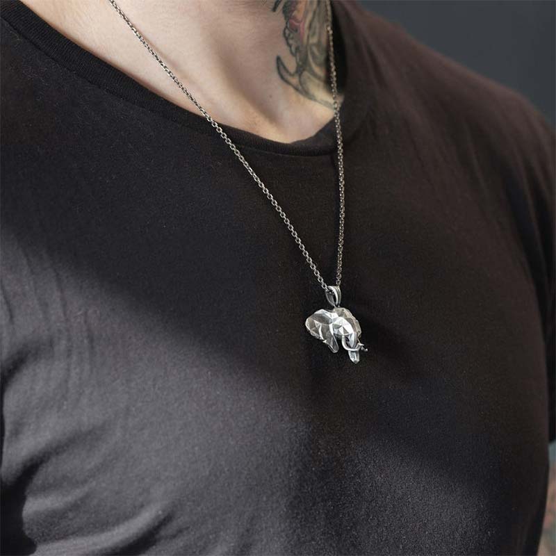 Elephant Pewter Titanium Steel Strength Necklace Pendant - image 2