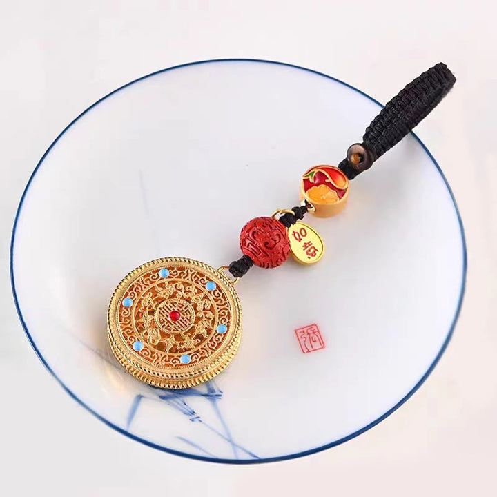 Buddha Stones Fu Character Blessing Ruyi Charm Key Chain - Round Key Chain - image 13