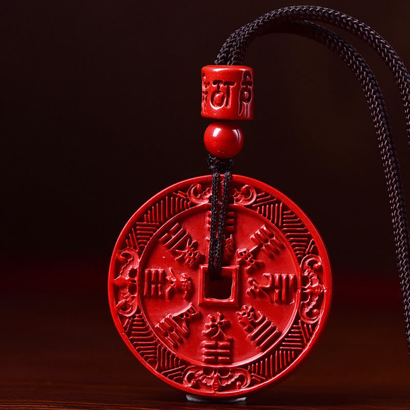 Buddha Stones Natural Cinnabar Mountain Ghosts Spend Money Bagua Blessing Necklace Pendant Key Chain - Cinnabar Necklace - image 0