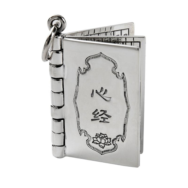 Buddha Stones 990 Sterling Silver Heart Sutra Great Compassion Shurangama Mantra Lotus Vajra Peace Necklace Pendant - image 7