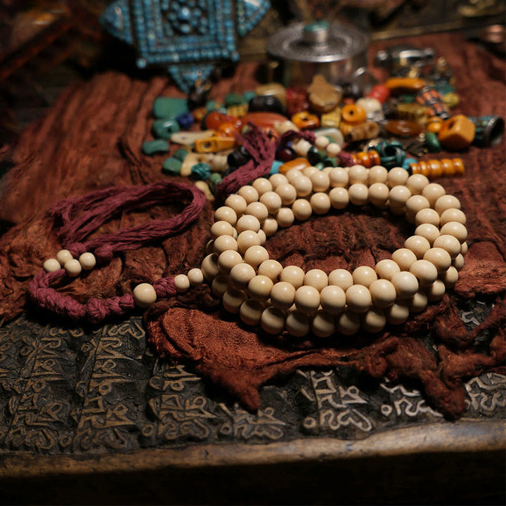 Buddha Stones 108 Mala Beads Abelia Biflora Wood Warding Off Evil Spirits Wrist Mala - 7mm*108 - image 11
