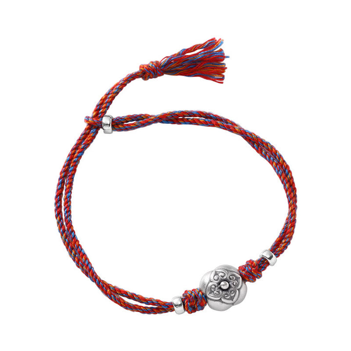 Buddha Stones 999 Sterling Silver Persimmon Luck Multicolored Braided Bracelet - image 26