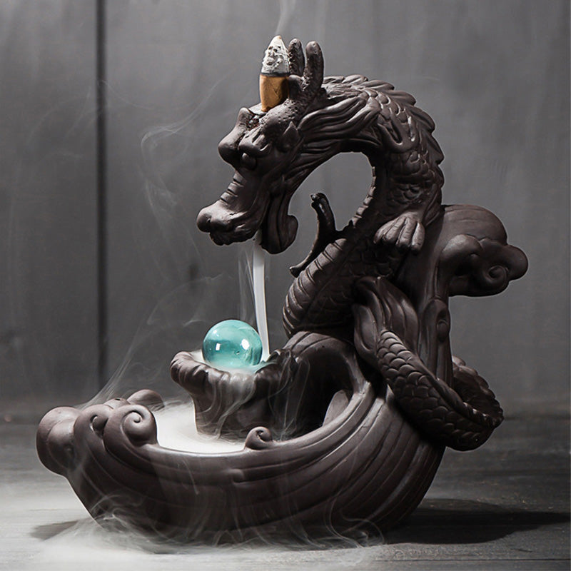 Buddha Stones Tibetan Dragon Protection Incense Burner Decoration - 1 - image 0