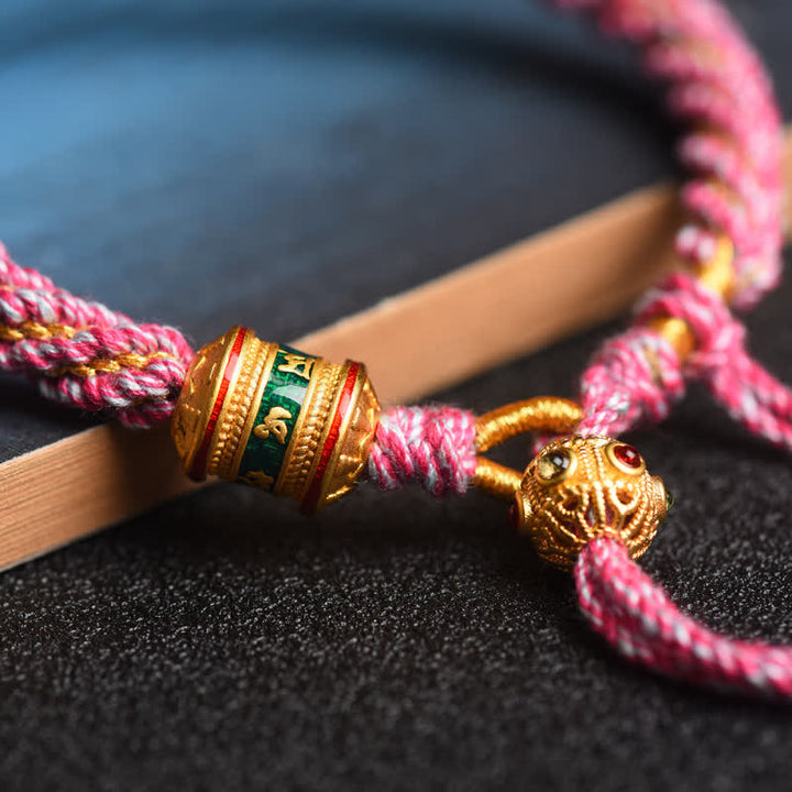 Buddha Stones Tibetan Handmade Luck Prayer Wheel Bead Charm Weave Colorful String Bracelet - image 15