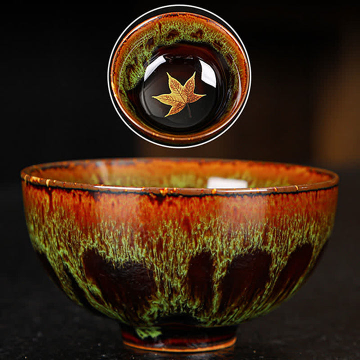 Buddha Stones Maple Leaf Colorful Ceramic Teacup Home Tea Cups - image 21