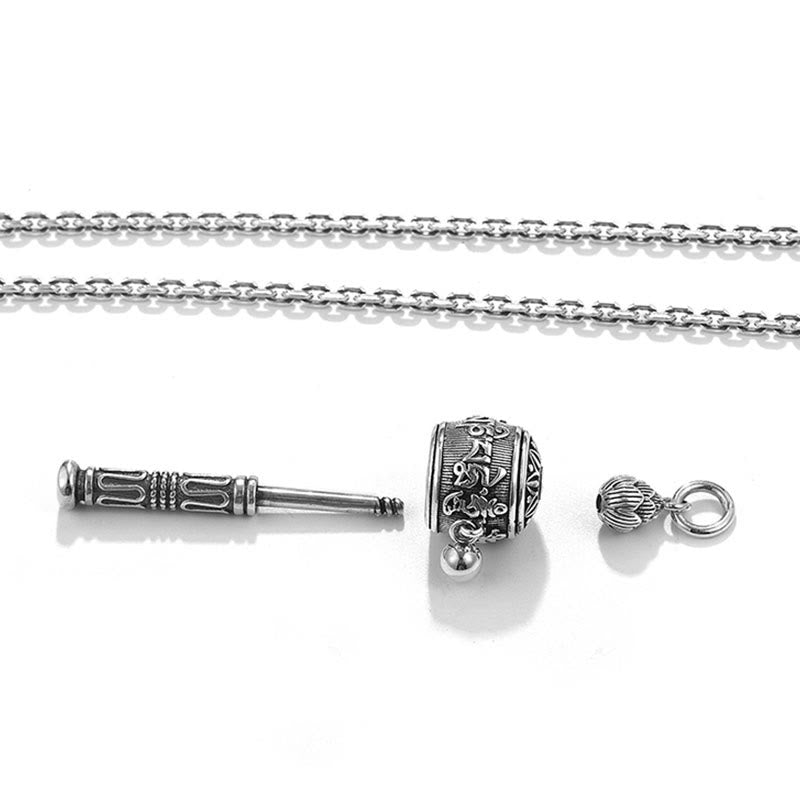 Buddha Stones Tibetan Om Mani Padme Hum Prayer Wheel Lotus Wisdom Rotatable Necklace Pendant - image 7