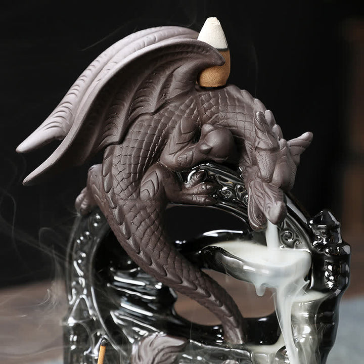 Buddha Stones Nordic Pterosaur Dragon Ceramic Backflow Smoke Fountain Protection Healing Incense Burner Decoration - image 4