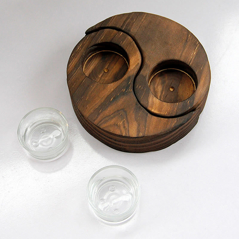 Buddha Stones Yin Yang Wood Candle Holder Meditation Rituals Use Items - image 16