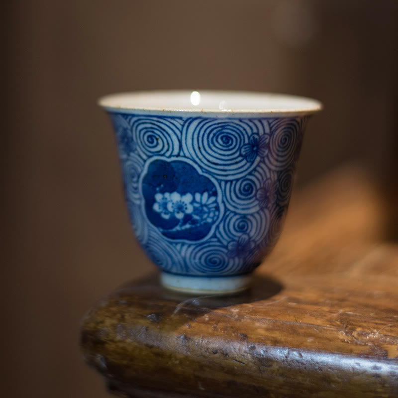 Buddha Stones Jingdezhen Blue and White Porcelain Hand Painted Lotus Plum Blossom Ceramic Teacup Kung Fu Tea Cups - Plum Blossom 7cm*8cm*100ml - image 5