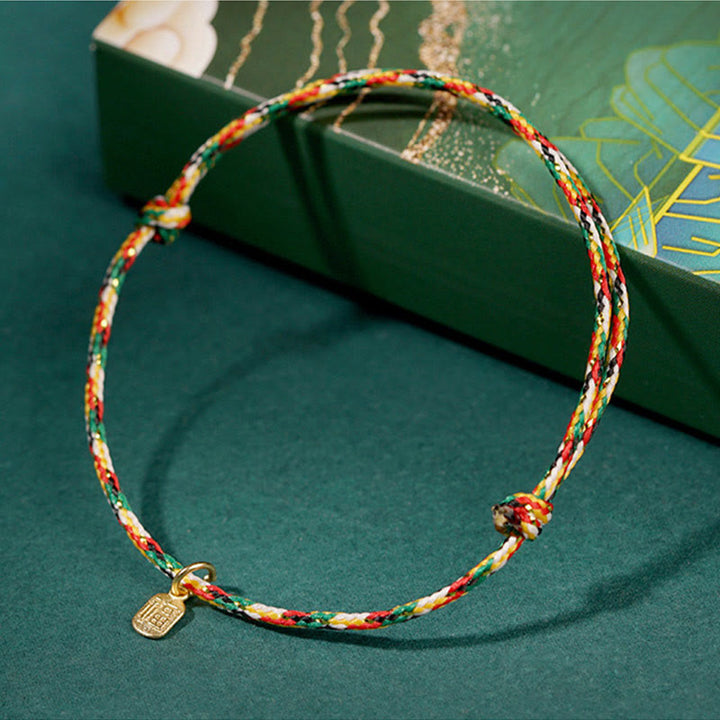 Buddha Stones Auspicious Fu Character Peace And Joy Luck Handmade Multicolored Child Adult Bracelet - image 5