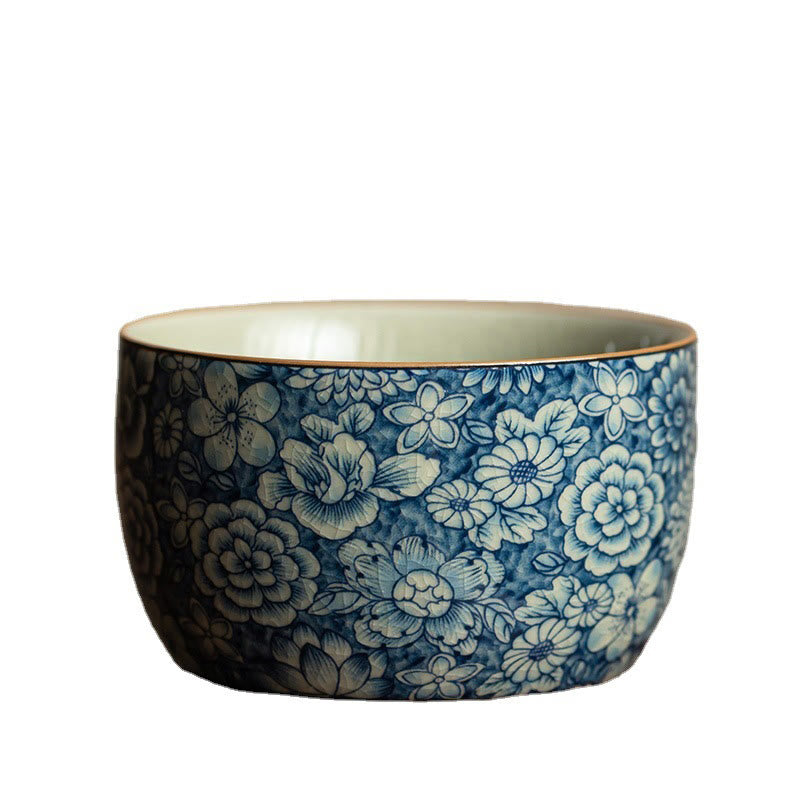 Buddha Stones Blue Lotus Peach Blossom Chrysanthemum Design Ceramic Teacup Kung Fu Tea Cups - image 13