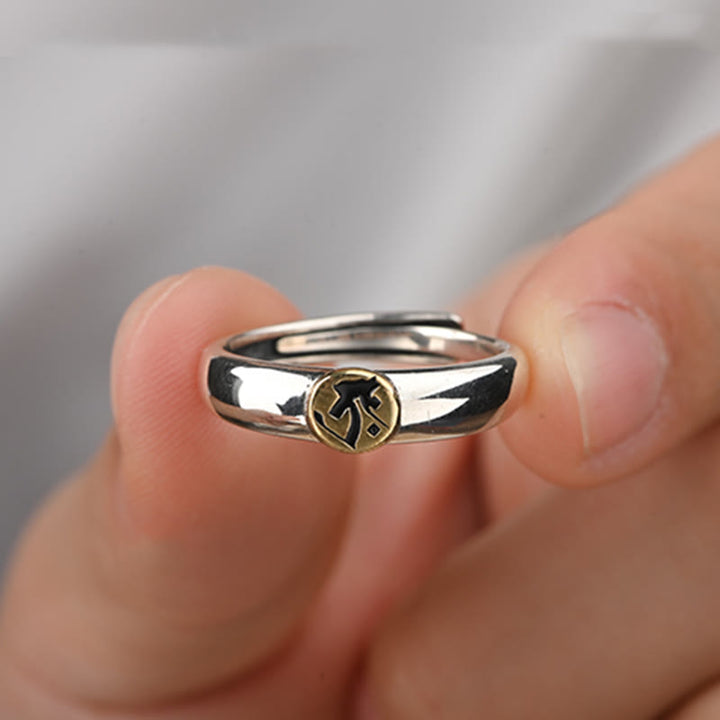 Buddha Stones Tibetan Om Mani Padme Hum Carved Chinese Zodiac Natal Buddha Peace Ring - image 16