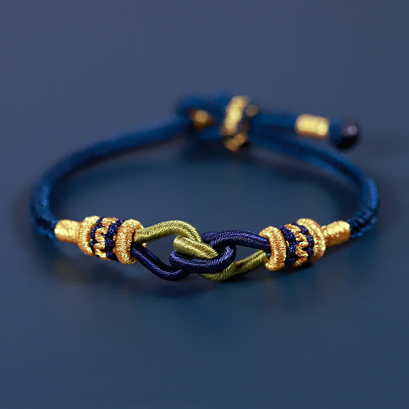 Buddha Stones Handmade Knotting Faith Strength Braid String Bracelet - Blue - 18cm - image 3
