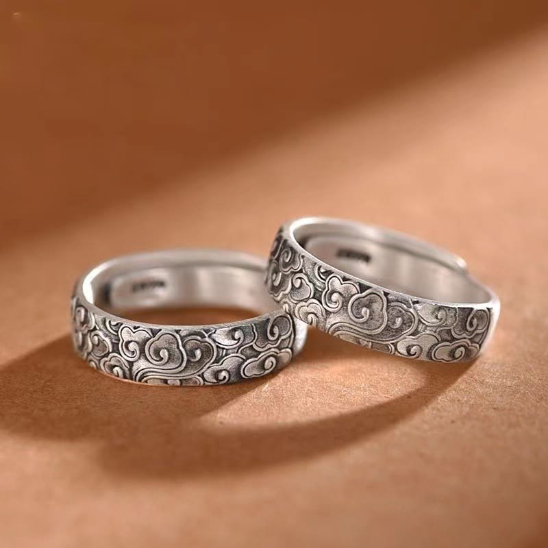Buddha Stones Vintage Auspicious Clouds Pattern Luck Ring - image 1