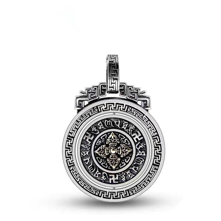 Buddha Stones Tibetan Om Mani Padme Hum Double Dorje Vajra Rotatable Purity Peace Necklace Pendant - image 15