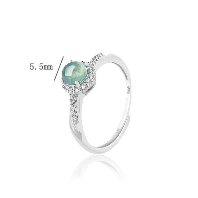 Buddha Stones 925 Sterling Silver Round Jade Luck Prosperity Adjustable Ring - image 6