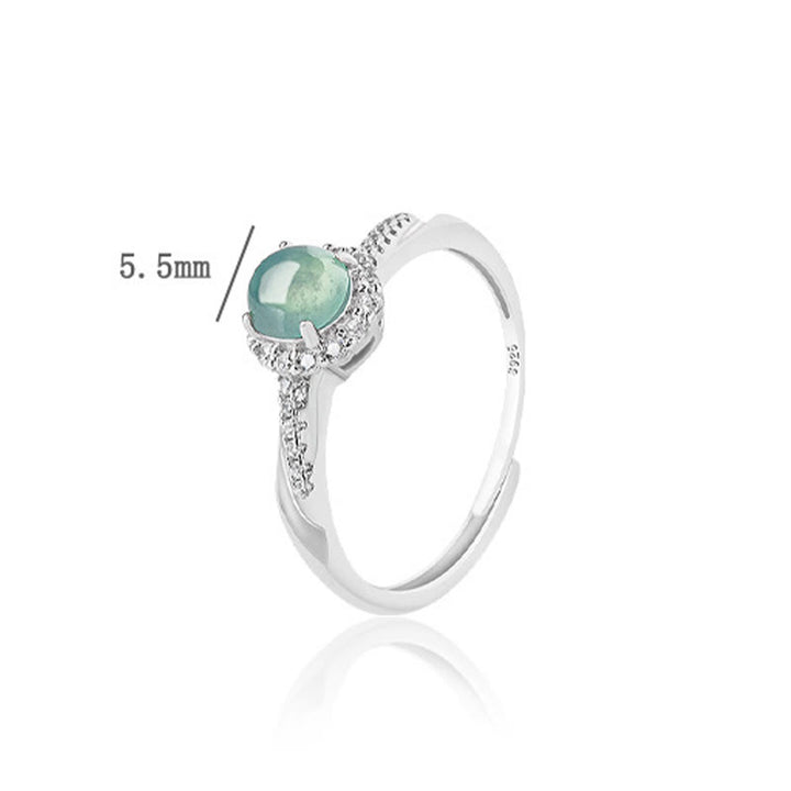 Buddha Stones 925 Sterling Silver Round Jade Luck Prosperity Adjustable Ring - image 6