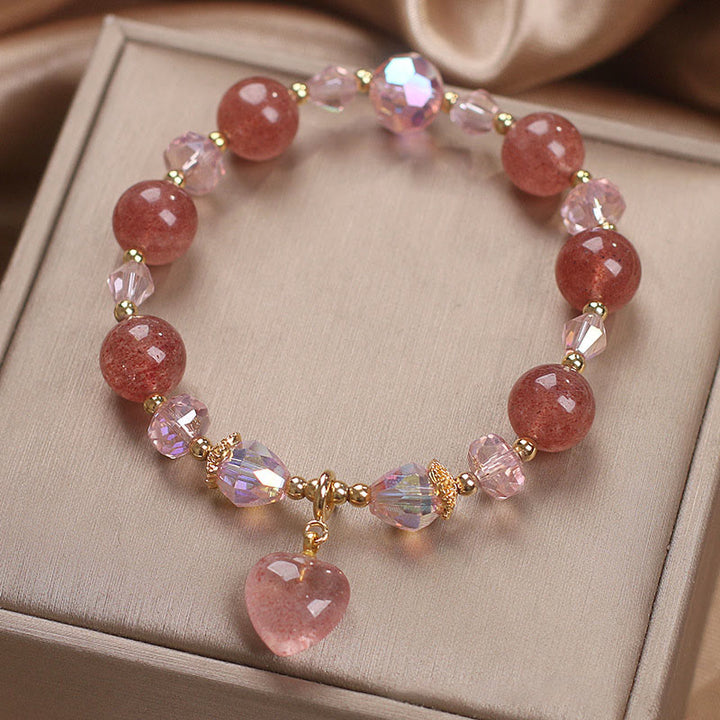Buddha Stones Natural Strawberry Quartz Crystal Love Heart Healing Positive Bracelet - image 5