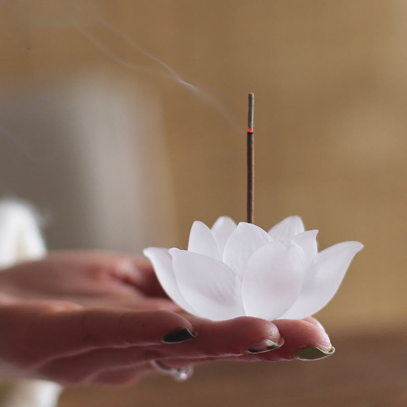 Buddha Stones Mini Lotus Liuli Crystal Healing Meditation Stick Incense Burner - image 5