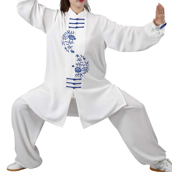 Buddha Stones Flower Embroidery Meditation Prayer Spiritual Zen Tai Chi Qigong Practice Unisex Clothing Set - image 11