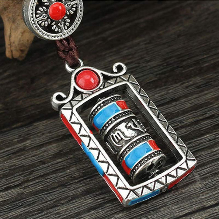Buddha Stones Six True Words Prayer Wheel Rotation Knot Blessing Keychain Decoration - image 11