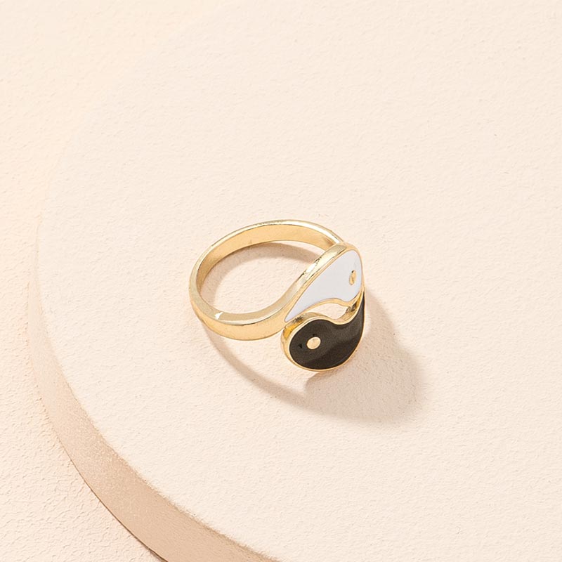 Yin Yang Symbol Adjustable Blessing Couple Ring - image 4