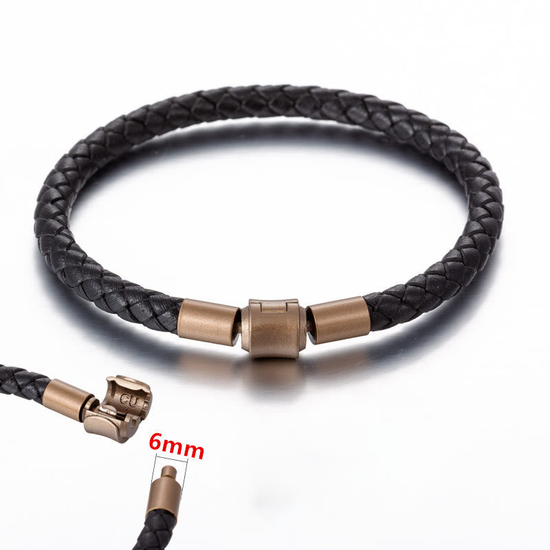 Buddha Stones Vintage Leather Rope Luck Braid String Bracelet - 5mm Black 21cm - image 10