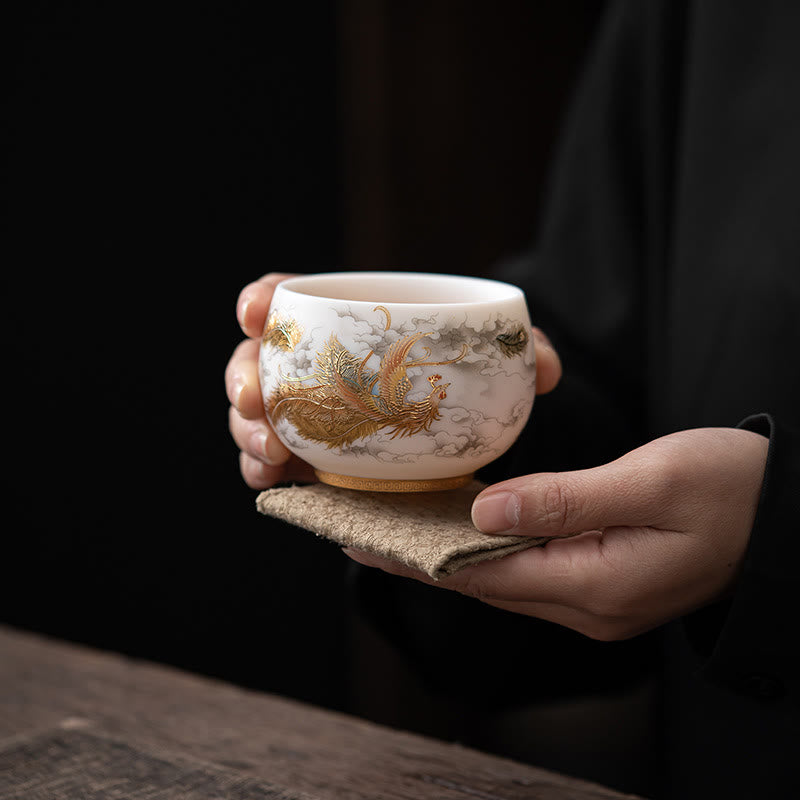 Buddha Stones Phoenix Dragon Lotus Deer Ancient Building Koi Fish Ceramic Teacup Kung Fu Tea Cups - image 2