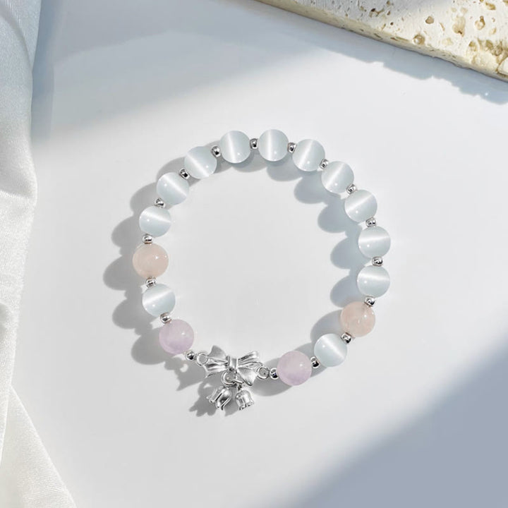 Buddha Stones Cat's Eye Lavender Amethyst Rosette Charm Bracelet - Cat's Eye&Lavender Amethyst - image 0