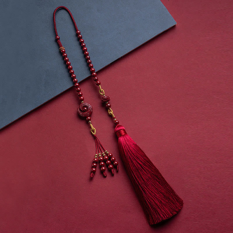 Buddha Stones One's Luck Improves Design Patern Natural Cinnabar Lotus Blessing Car Hanging Decoration - image 1