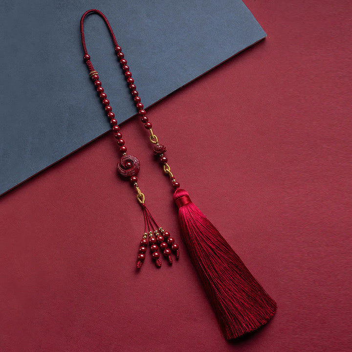 Buddha Stones One's Luck Improves Design Patern Natural Cinnabar Lotus Blessing Car Hanging Decoration - image 1