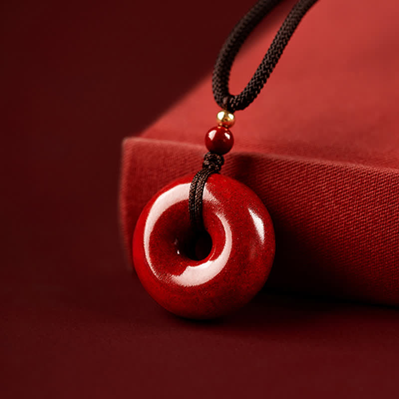 Buddha Stones Cinnabar Peace Buckle Calm Blessing Necklace Pendant - image 9