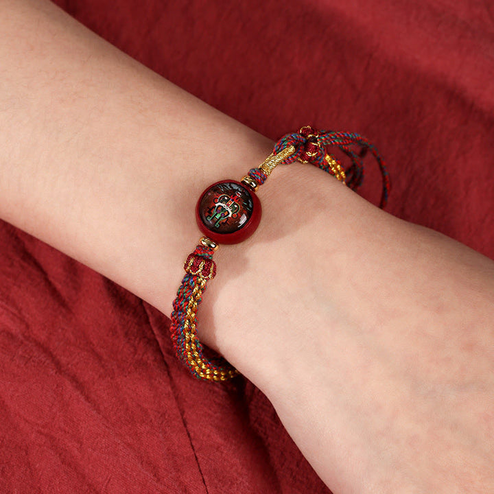 Buddha Stones Colorful Rope Cinnabar Thangka Blessing Braided Bracelet - image 7