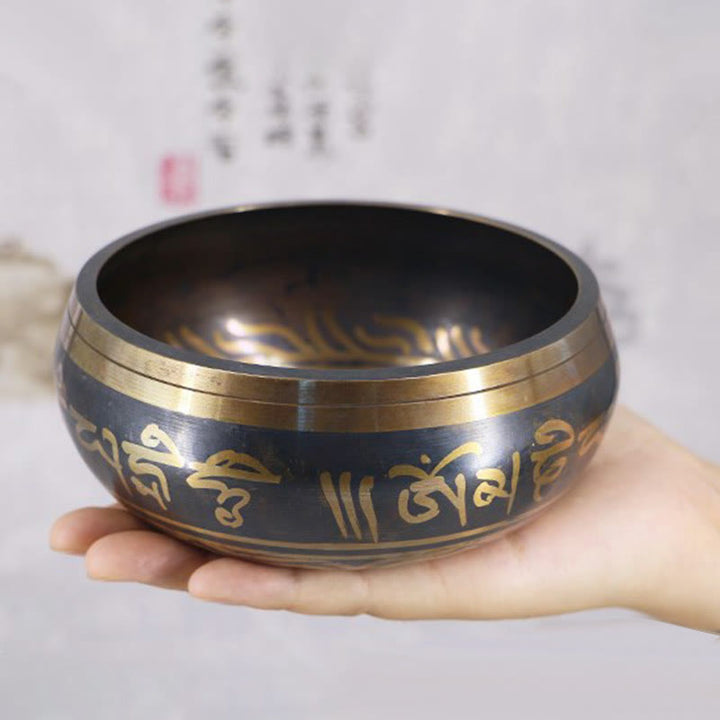 Buddha Stones Tibetan Meditation Bowl for Healing and Mindfulness Om Mani Padme Hum Singing Bowl - image 10