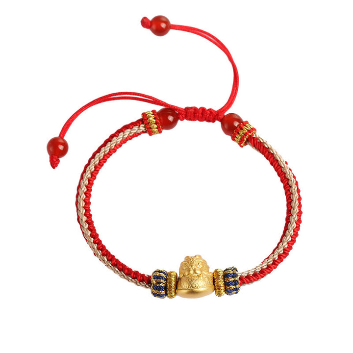 Buddha Stones 925 Sterling Silver Baby Dragon Luck Strength Handmade Braided Bracelet - image 6