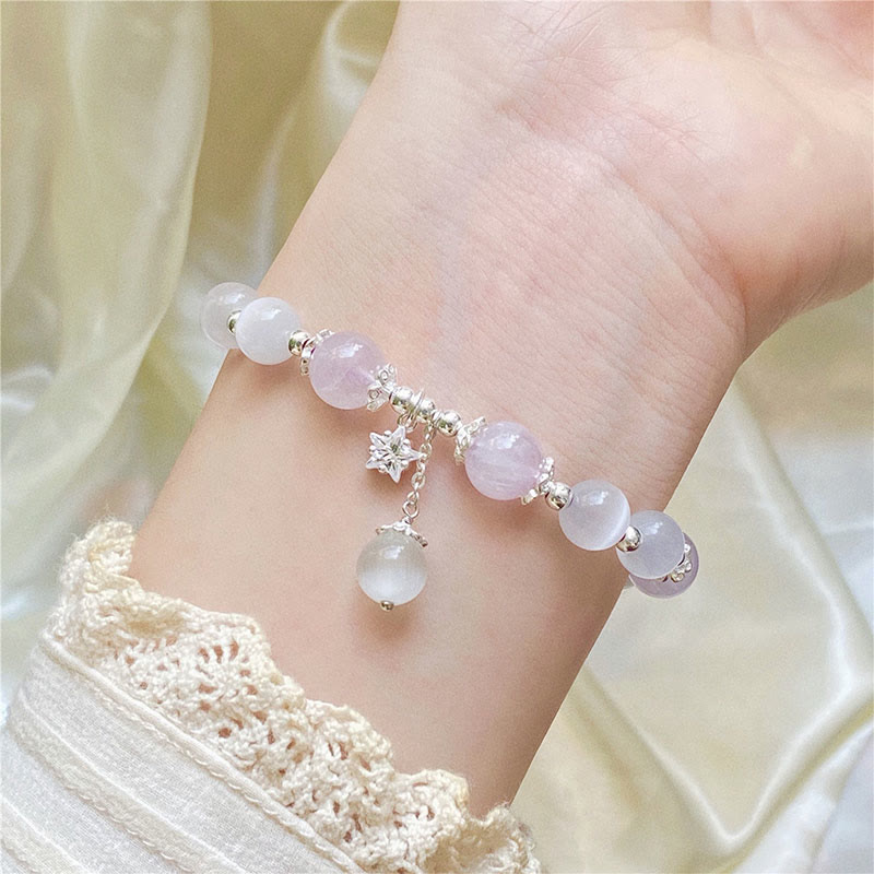Buddha Stones 925 Sterling Silver Natural Amethyst Cat's Eye Spiritual Awareness Star Bracelet - image 5