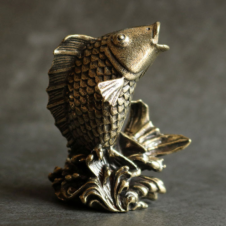 Buddha Stones Handmade Small Koi Fish Copper Wealth Home Decoration - Koi Fish(Luck♥Prosperity) - image 0