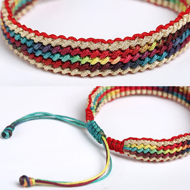Buddha Stones Tibet Handmade Rainbow Multicolored Protection Braided String Bracelet - image 12