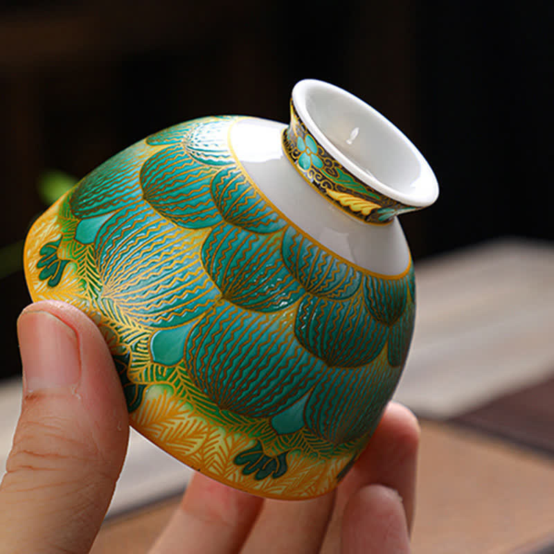 Buddha Stones Lotus Ceramic Teacup Flower Tea Cups 100ml - image 10