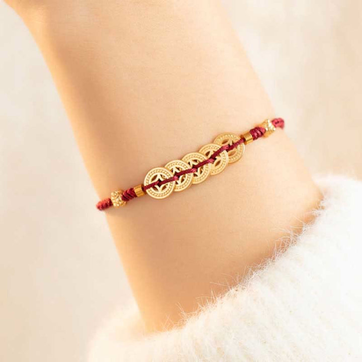Buddha Stones Copper Coin Fortune Tree Luck Strength Braided Bracelet - image 6