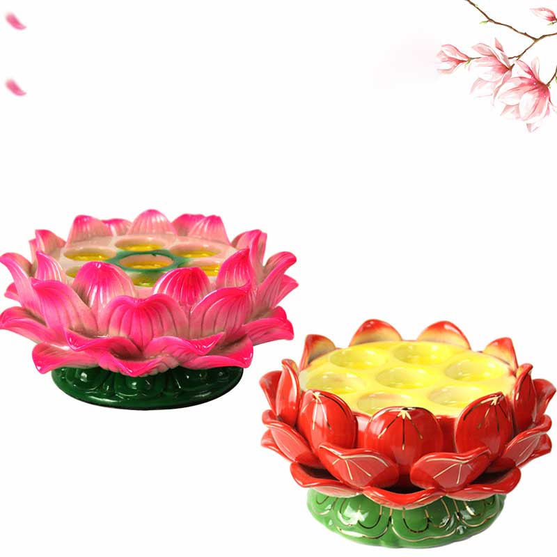 Buddha Stones Meditation Prayer Altar Lotus Flower Candle Holder Buddhist Temple Rituals Use Items - image 1