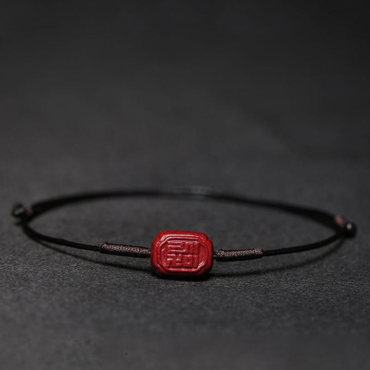 Buddha Stones Handmade Plum Blossom Four Leaf Clover PiXiu Lotus Koi Fish Cinnabar Blessing Braid Bracelet - Black(Wrist Circumference 14-19cm) - Fu Auspicious Character - image 24